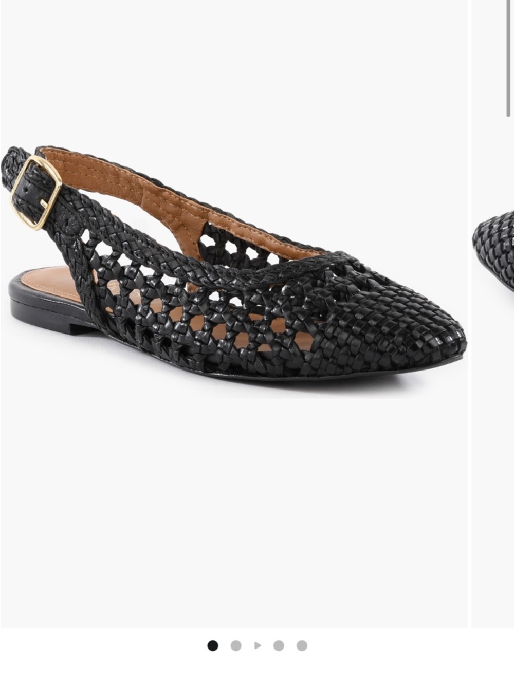 Seychelles Black Braided Slingback Pointed- Toe Flat